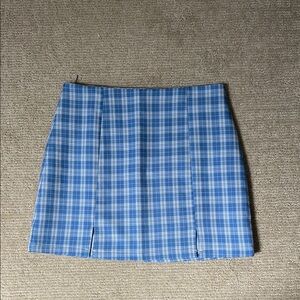 ROMWE Blue Plaid Mini Skirt